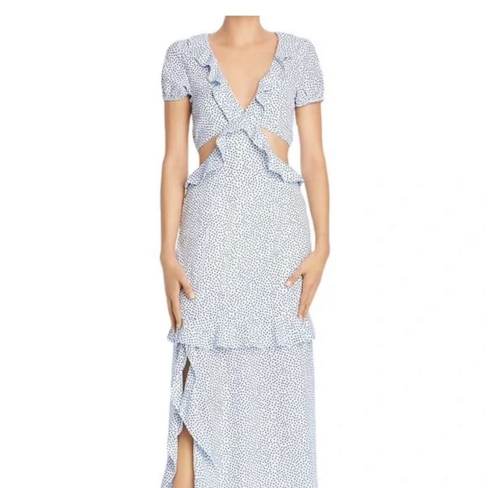Night walker polka dot cutout slit leg Josie maxi dress.  NEW with tags!